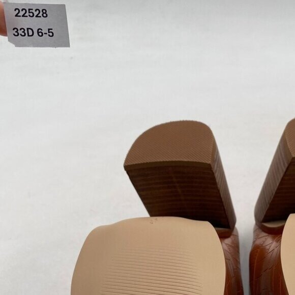 FOWT Women Crocodile Embossed Mules Chunky Stacked Heel Slippers Brown Shoes - Picture 6 of 8